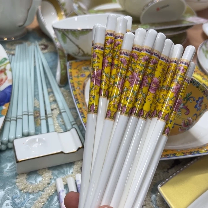 瓷片珐琅彩筷子十双