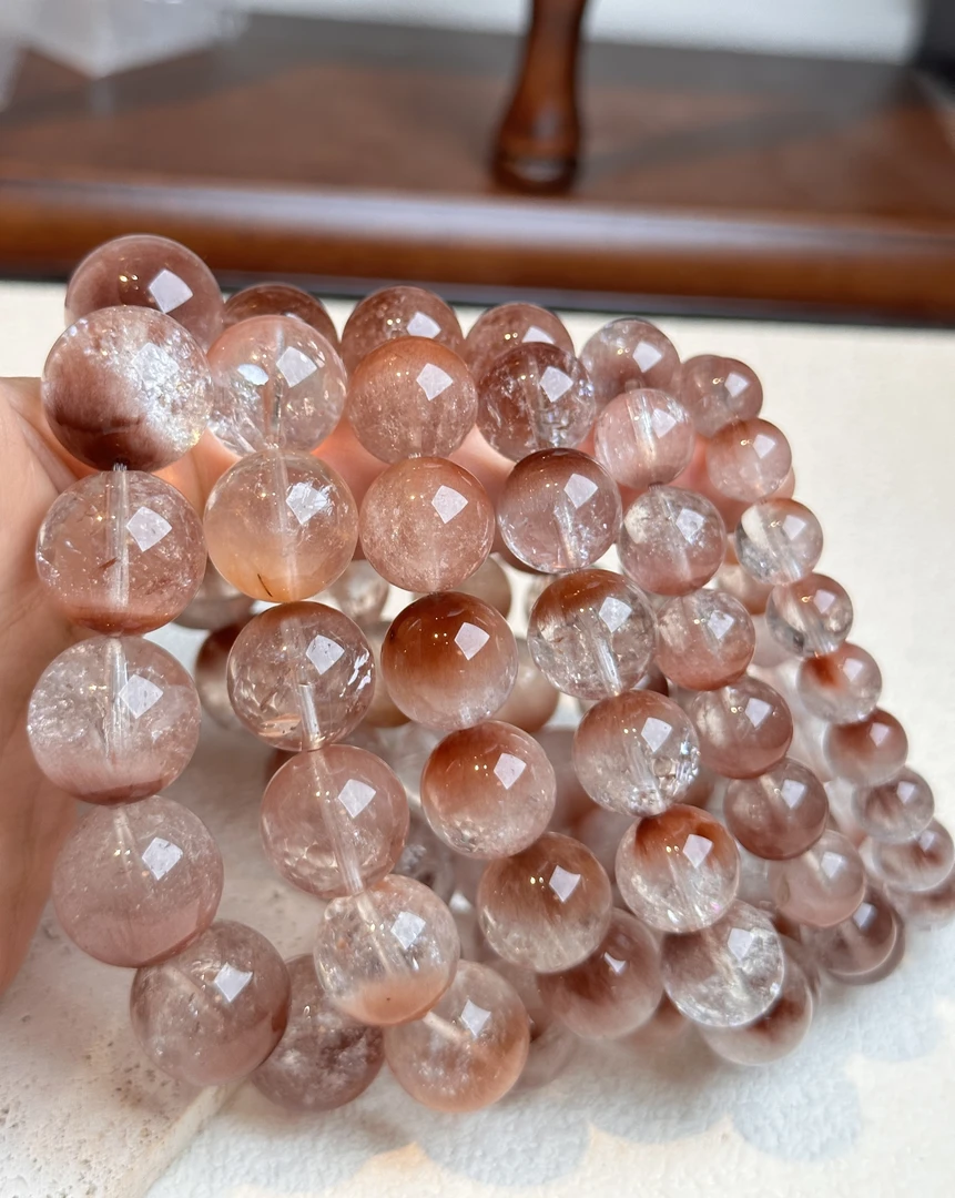 天然【干枯玫瑰】粉兔毛素圈手串 多样性发其一 T16