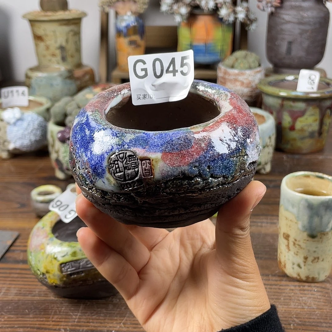 坛子姐花盆 小白孤品 蛋壳 矮 内口6