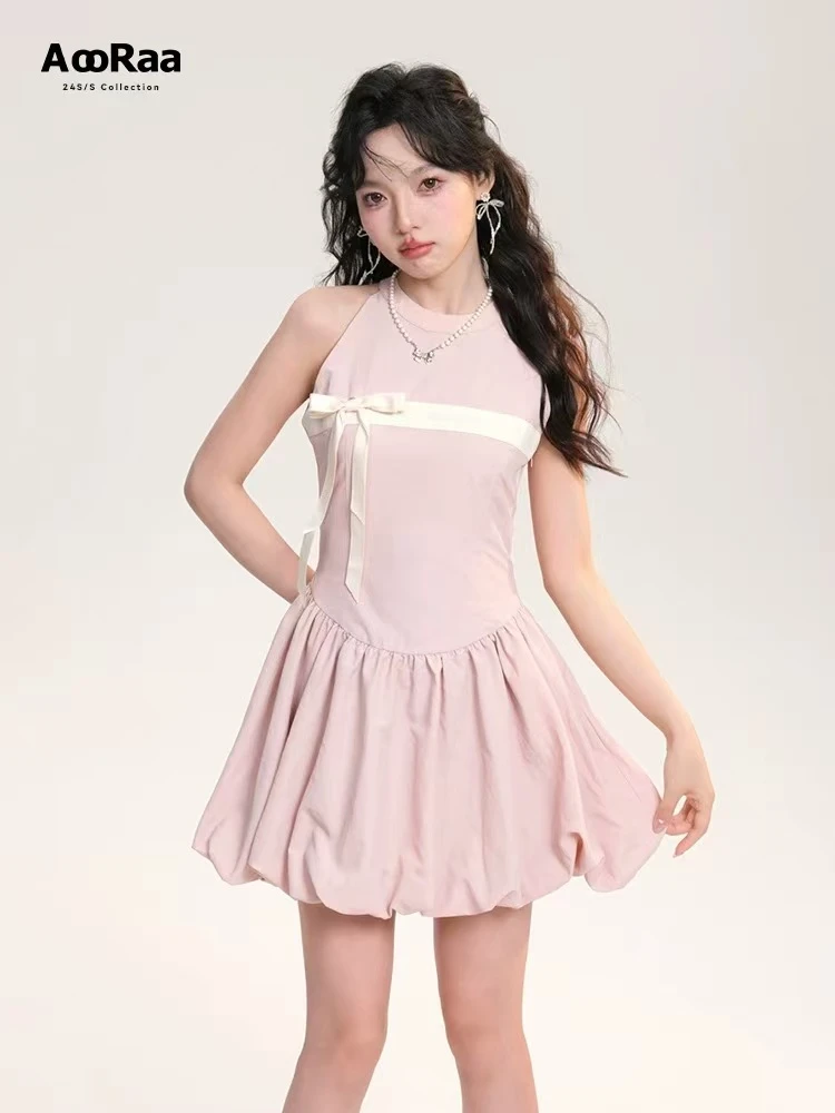 晨雾云粉  花苞连衣裙