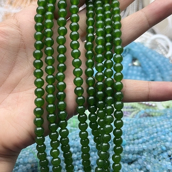 玛瑙/玉髓未镶嵌珠宝半成品一条6mm左右碧玉