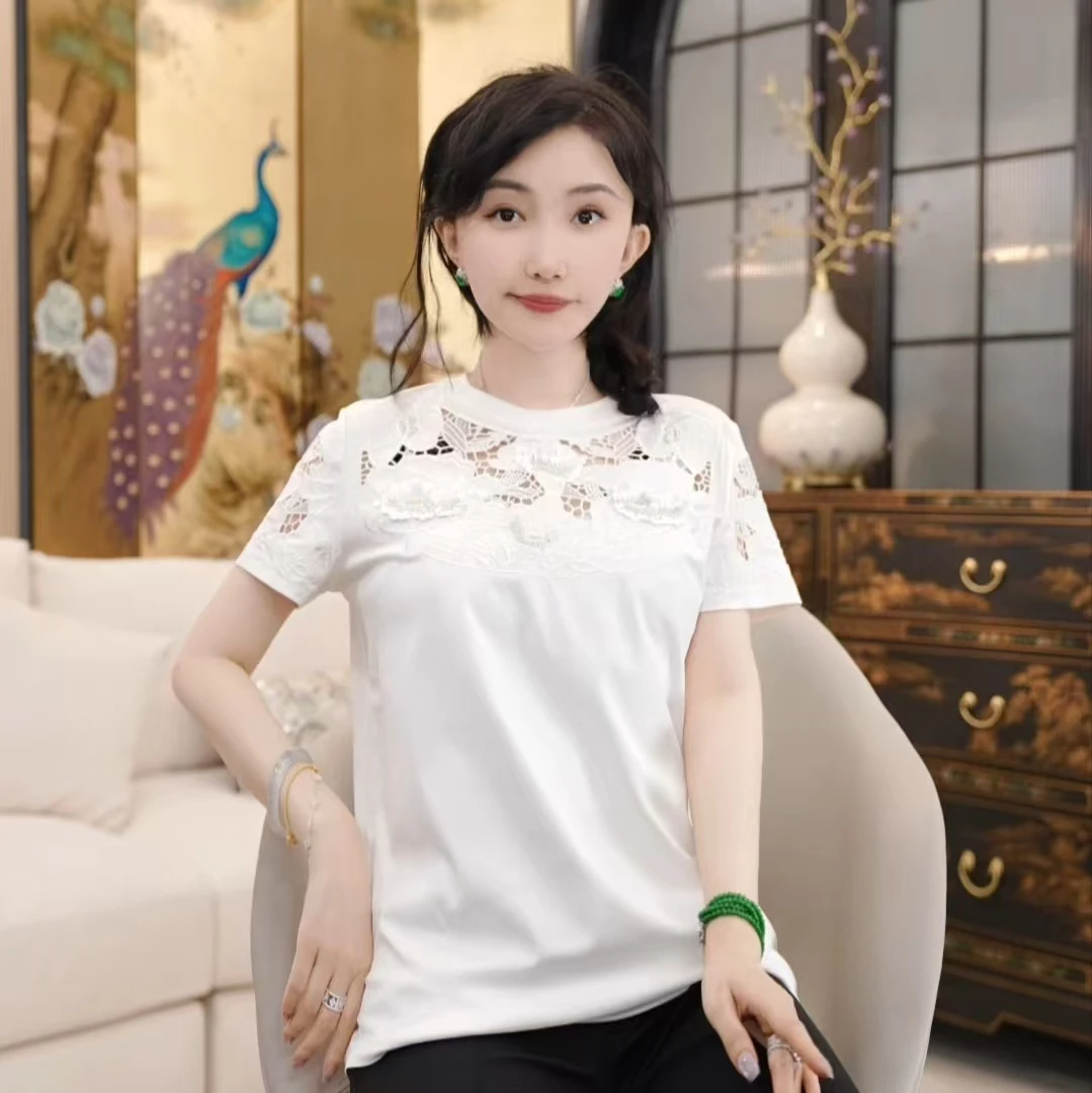 Betty Bairn【霏花梦】高端系列丝绵刺绣上衣25B-BW9088