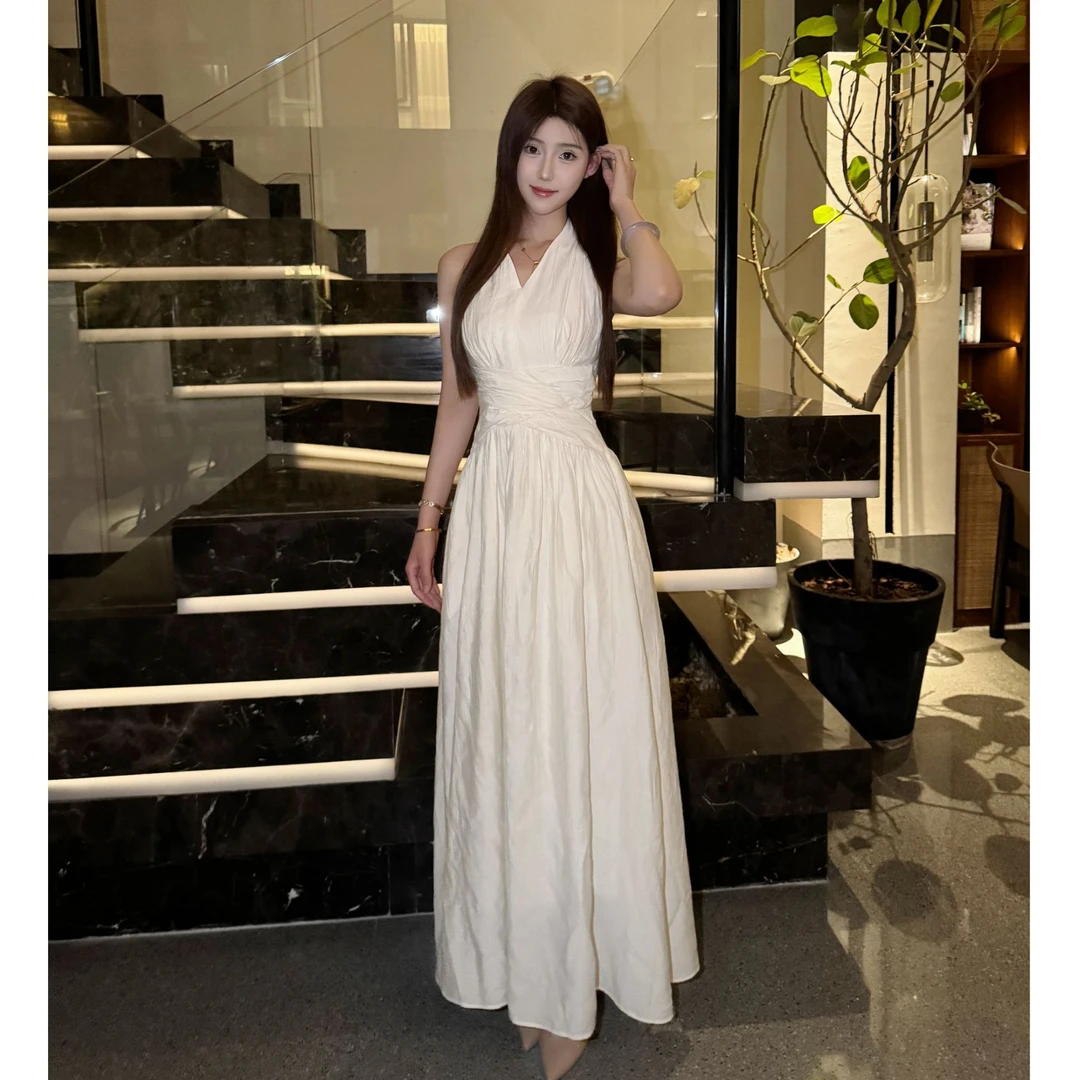 WAPLE绝代佳人桃花皱气质显瘦黑色连衣裙夏季时尚收腰黑色小长裙