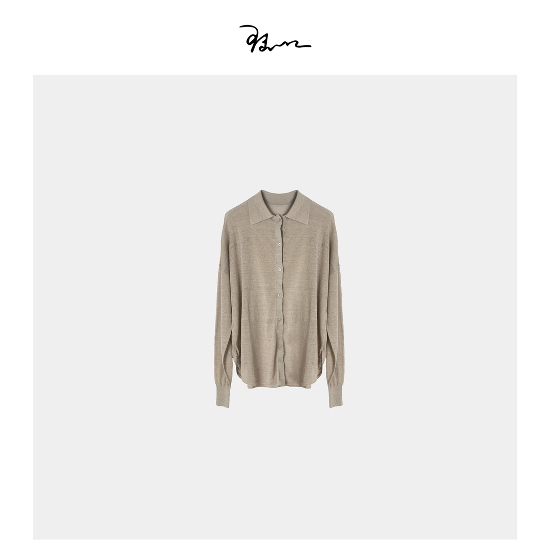 【雅集】陆一口女装定制超细亚麻翻领针织开衫