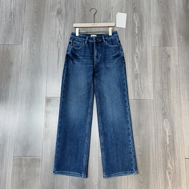 【四姐家】后口袋半桃心直筒加绒牛仔裤 6860