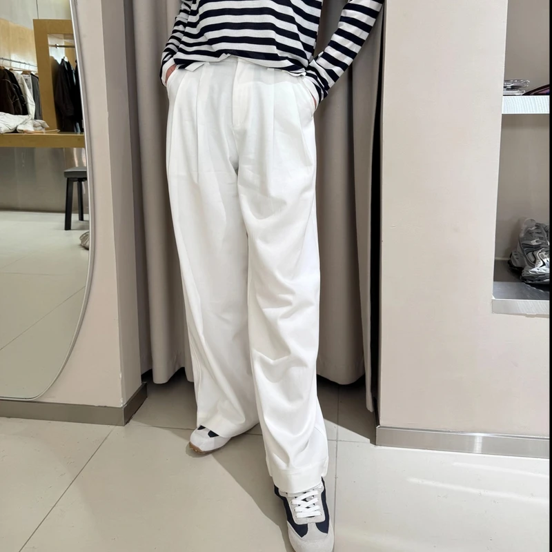 慵懒风拼接夏季运动宽松西装裤阔腿裤直筒百搭高腰设计师11001