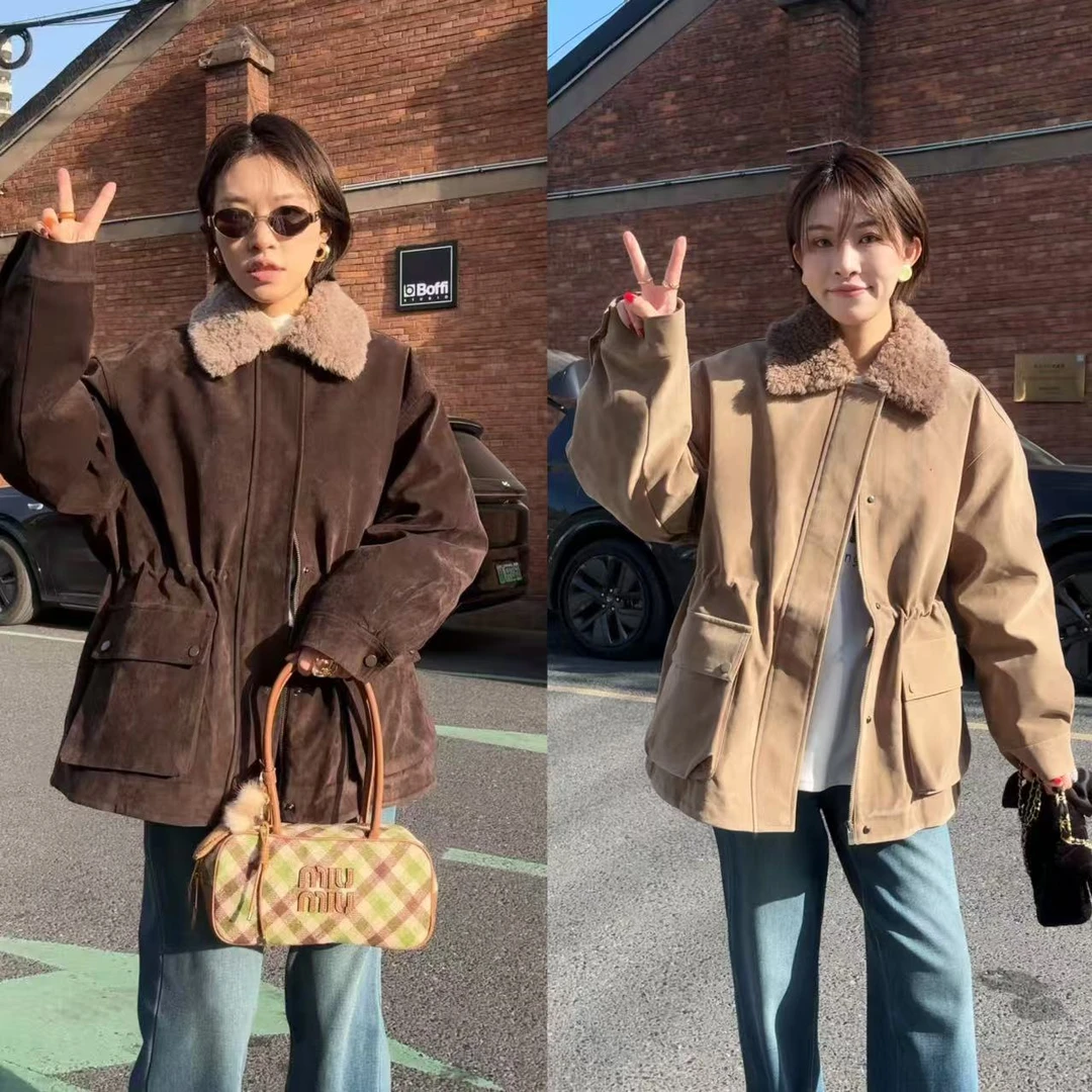 【意意】冬季时尚洋气白鸭绒复古毛领港风羽绒服 Y-0217