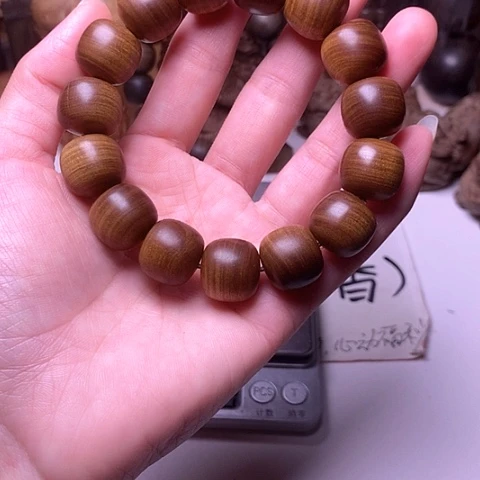 檀香木手串/手链檀香黑肉15/16横纹虎皮满纹沉