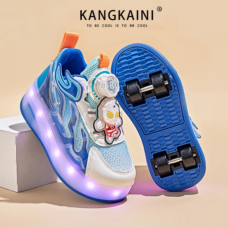 男童鞋子暴走鞋隐形收缩四轮秋季暴走奥特曼儿童运动溜冰鞋轮滑鞋