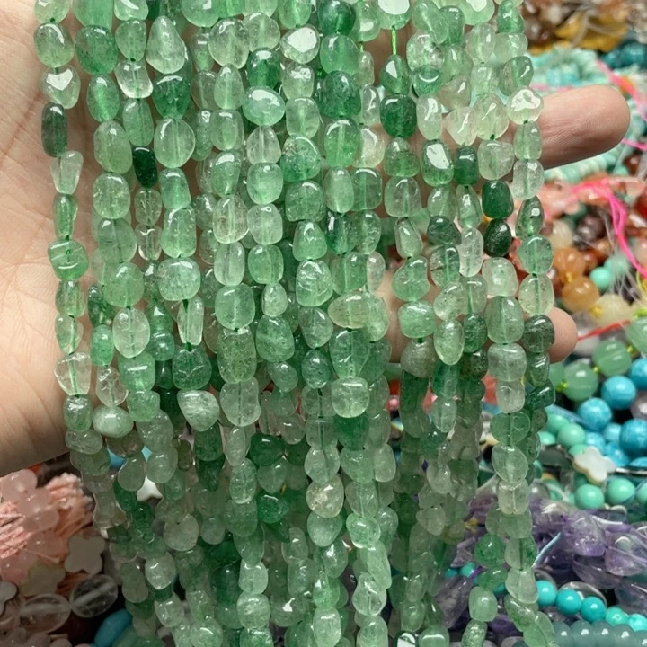 玛瑙/玉髓合金珠宝半成品一条6mm绿草莓晶