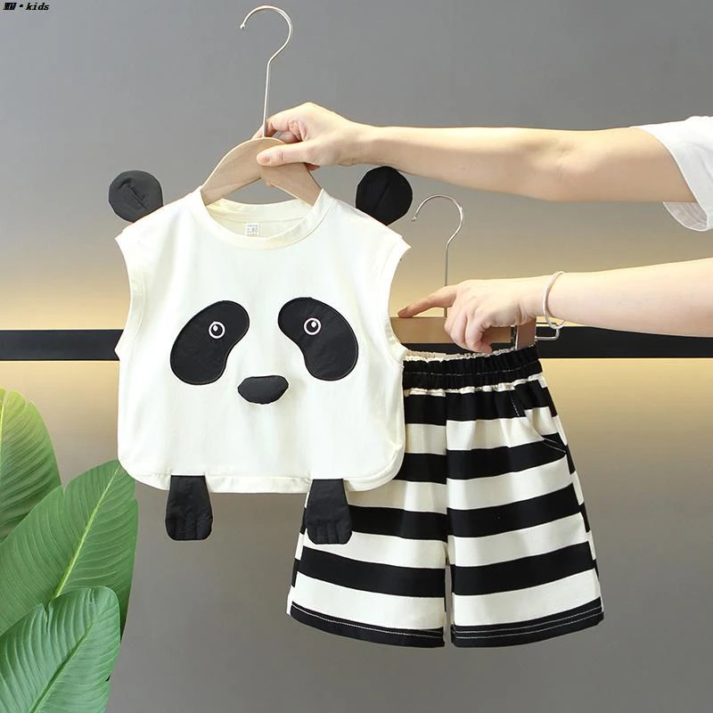 小孩男童夏装套装新款宝宝无袖背心洋气男孩潮帅气时髦夏天薄衣服