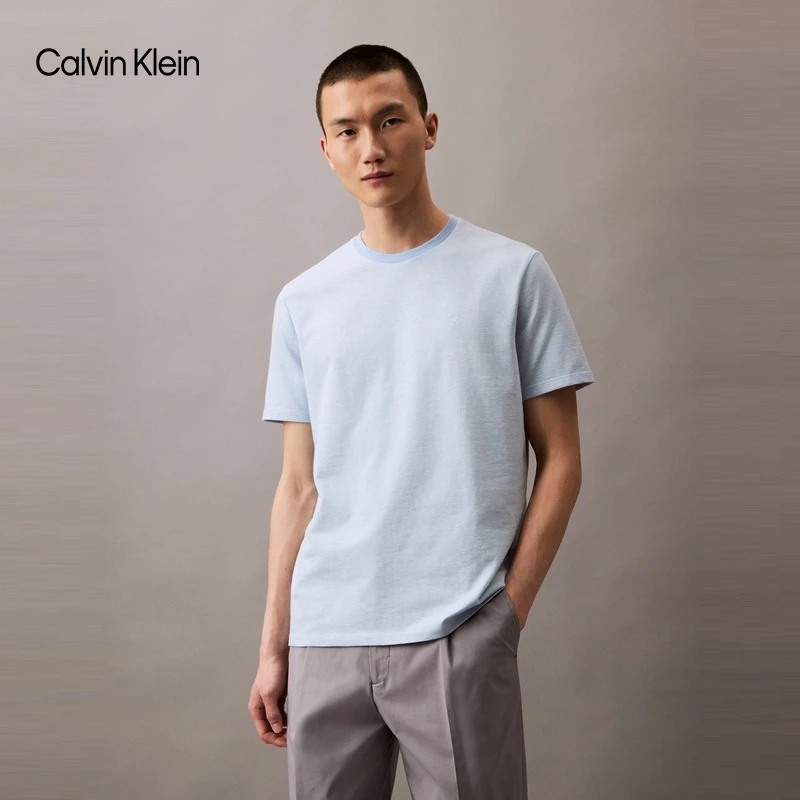 CK Jeans25春秋男士棉麻混纺休闲百搭针织短袖