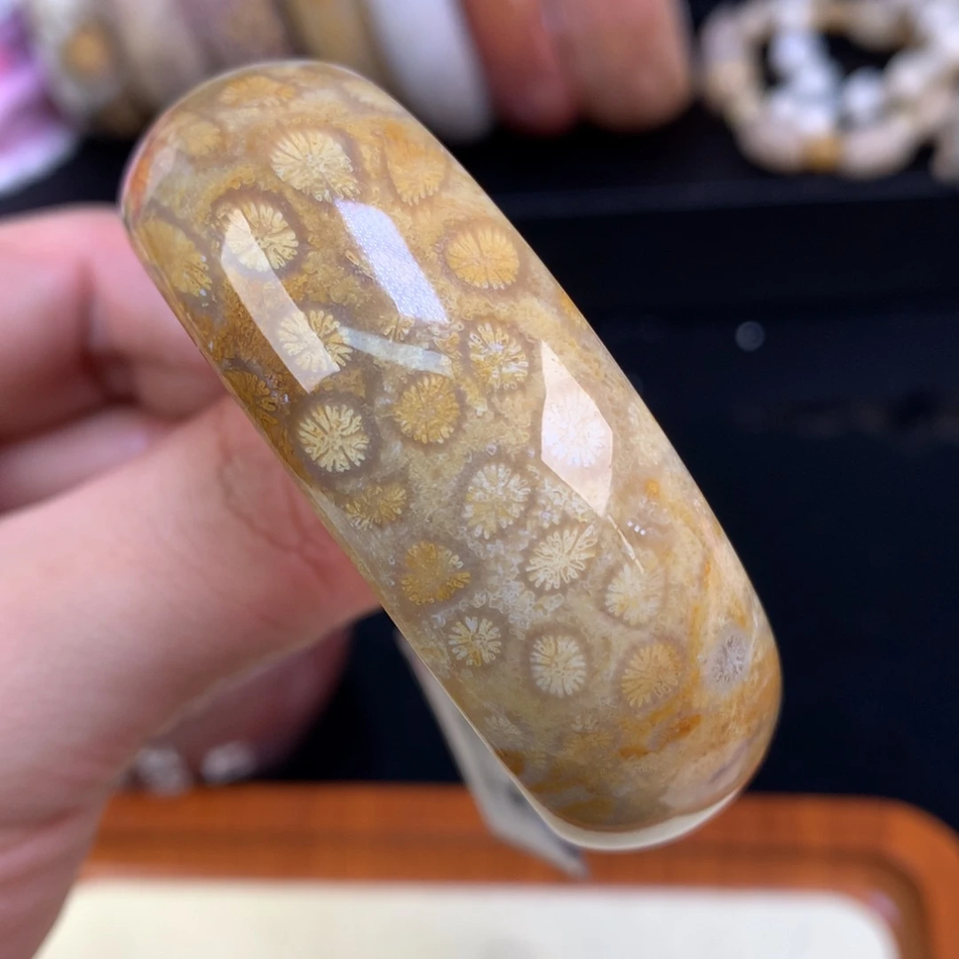 硅化珊瑚（珊瑚玉）未镶嵌颈饰72号51.8圈金皮花花