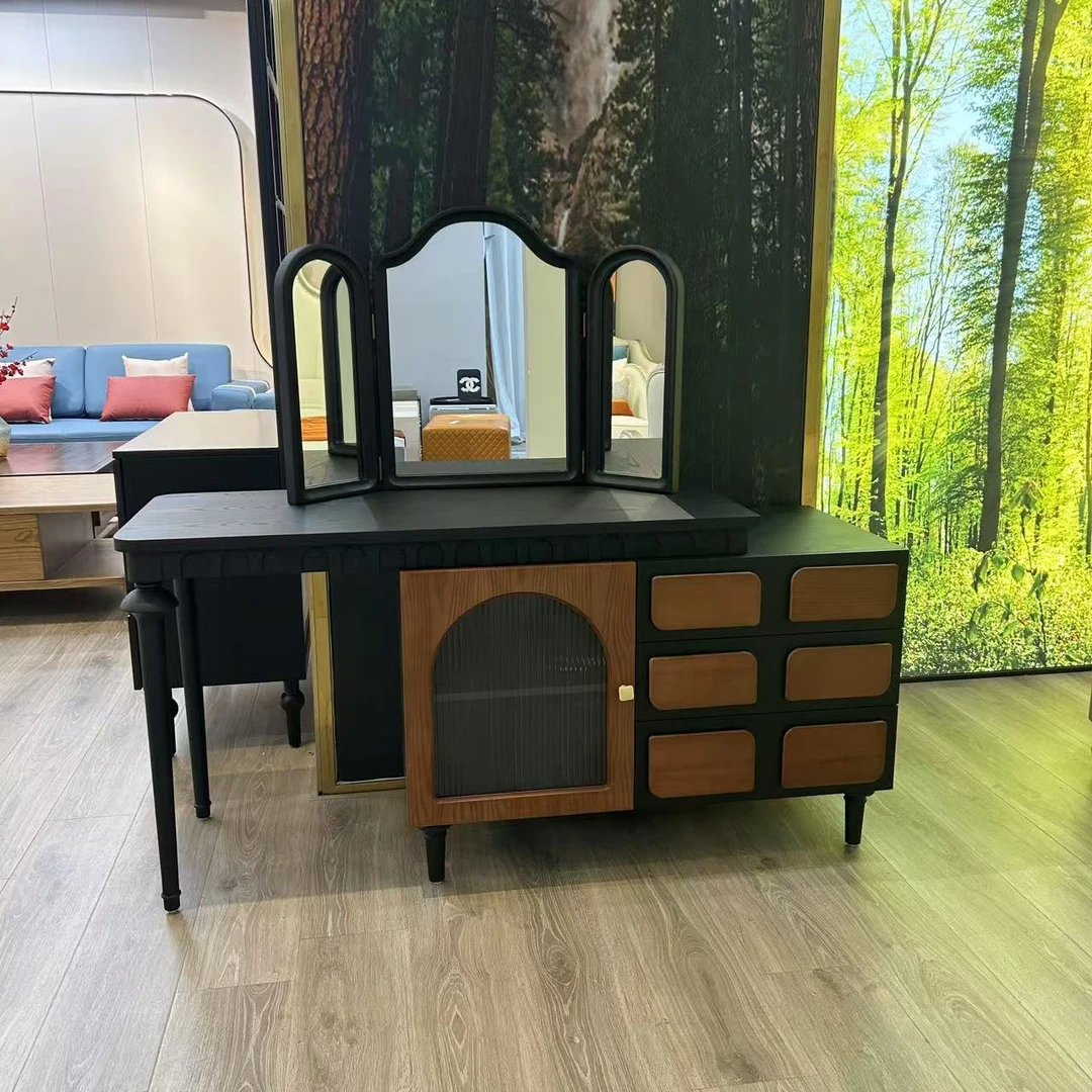 法式复古全实木中古风梳妆台