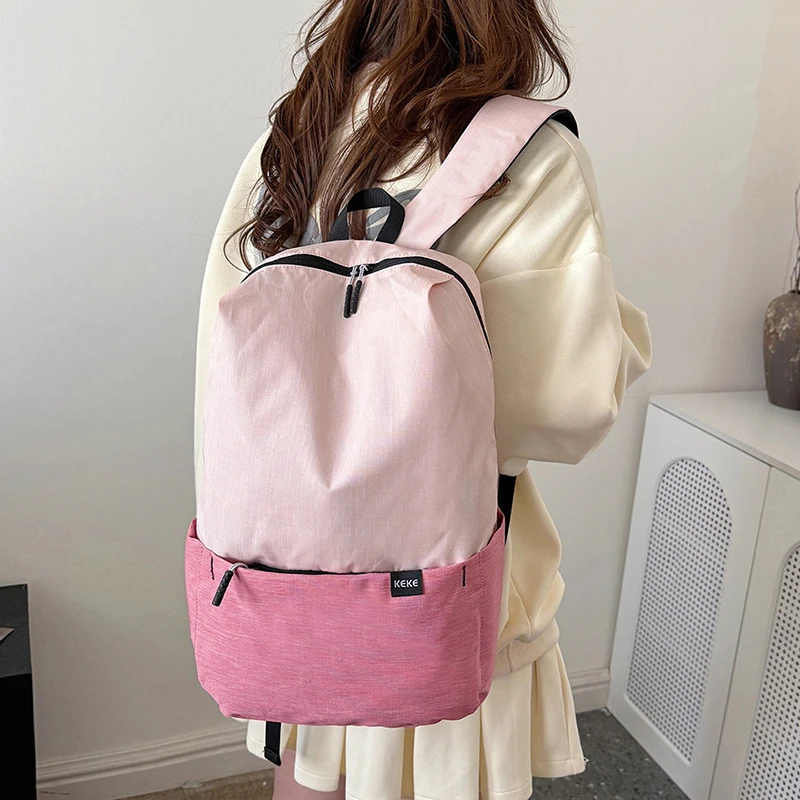 时尚休闲肩2024夏季款简约时尚背背通勤书轻便双肩包女双肩背背包