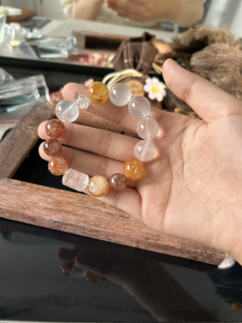 y1003【奶白晶胶花双尖白水】手链手链多样性发