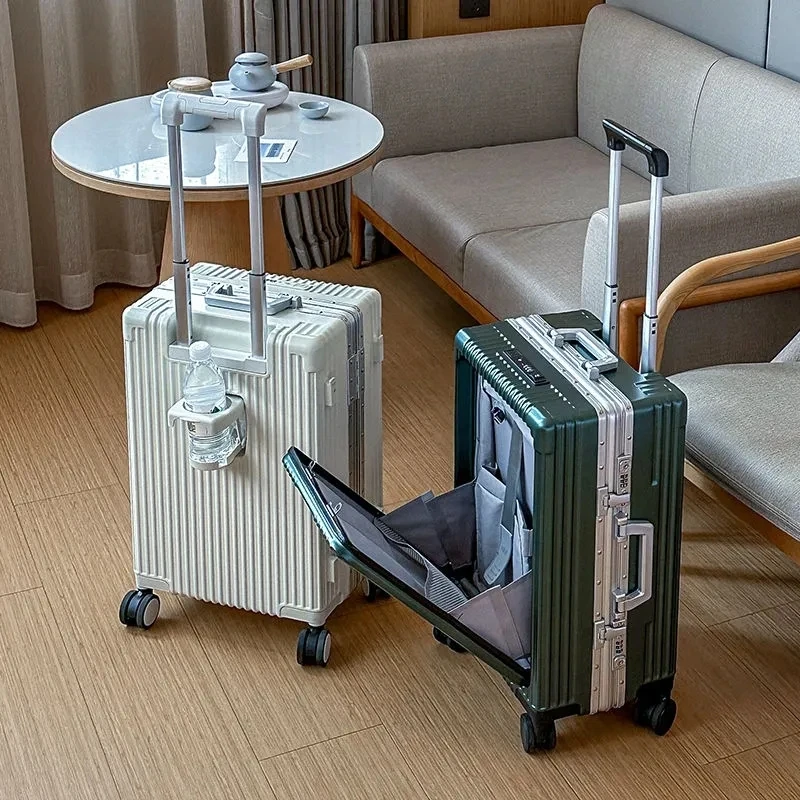 前置开口行李箱拉杆箱登机箱USB学生开学万向轮TSA海关锁箱包