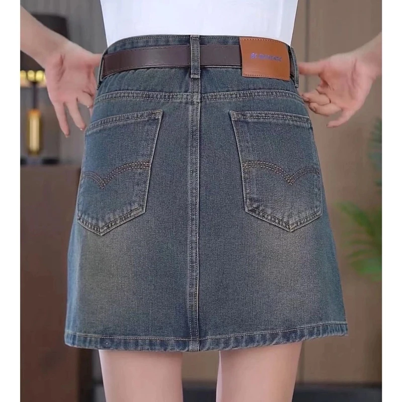 1A字显瘦半身裙防走光裙子大码短裙高腰时尚夏季开叉春夏薄款宽松