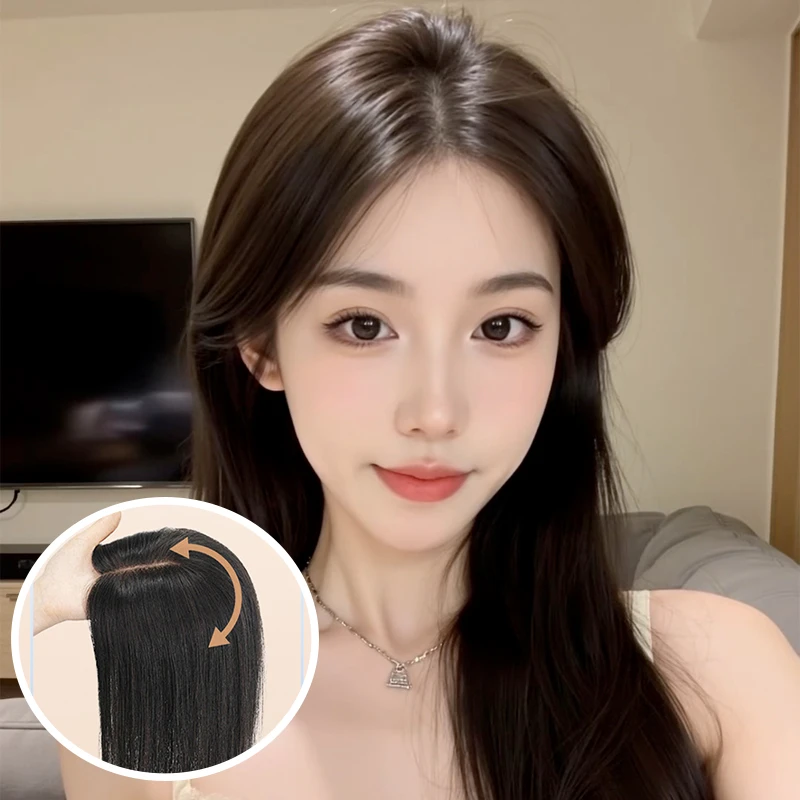 【外贸尾货捡漏款】出口转内销全真人发女假发补发片头顶生物膜无痕