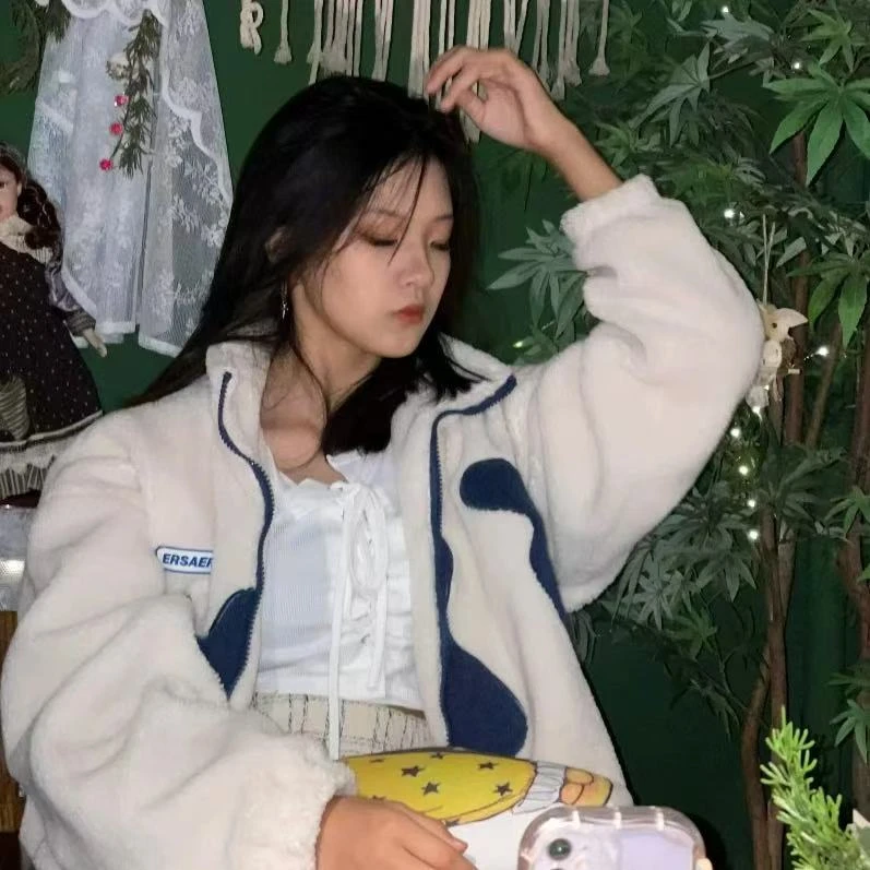 2590 外套2025冬季潮牌宽松落肩美式摇粒绒上衣