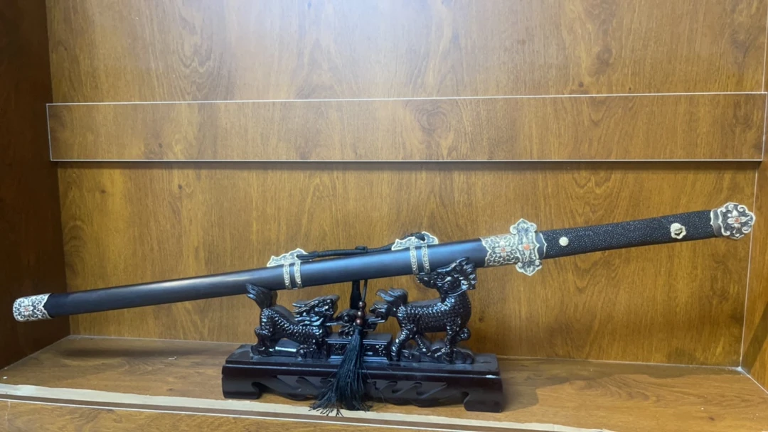 大马 鱼皮 牡丹唐横刀  未开刃  铜装