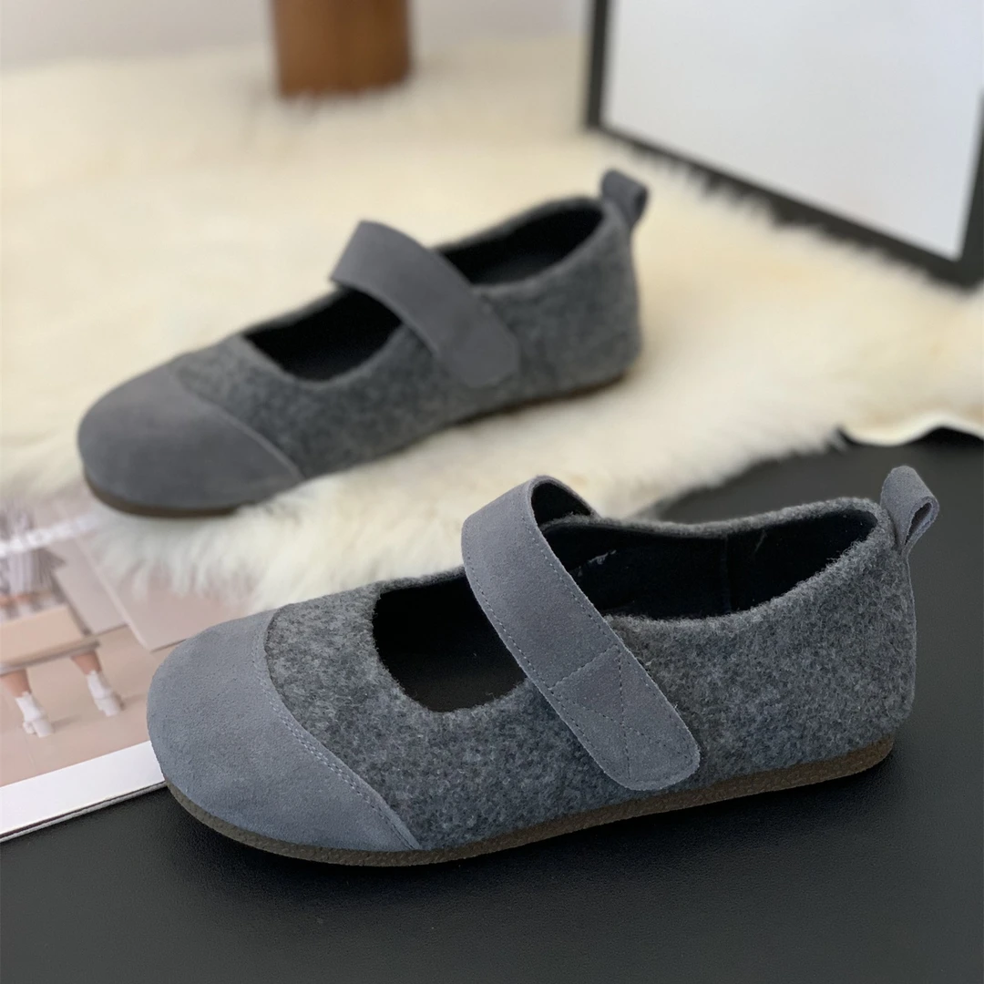 仙女风平底绒面玛丽珍鞋女2025秋季时尚轻便不累脚百搭魔术贴单鞋