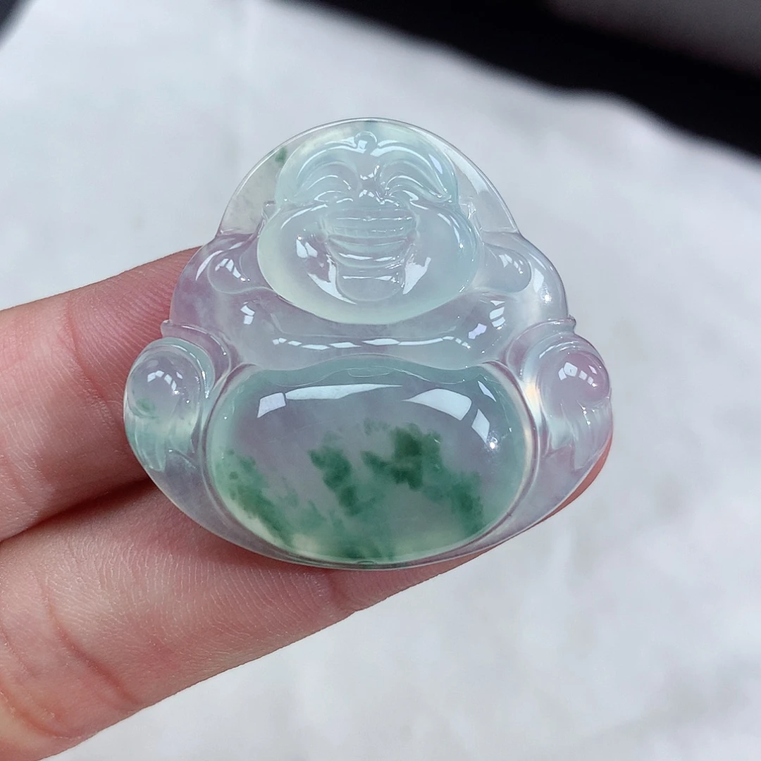 翡翠未镶嵌颈饰冰种飘花佛公