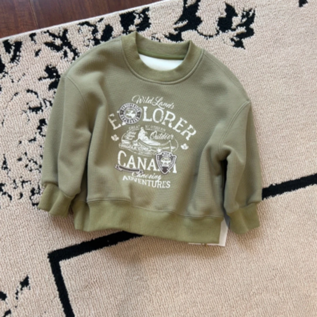 【编号Q52】Y244061286-05-儿童复古印花圆领卫衣枯叶绿-yew