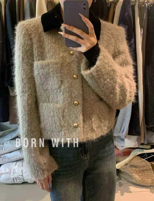 AR短外套短款翻领秋季百搭小香风秋冬女款白色女装