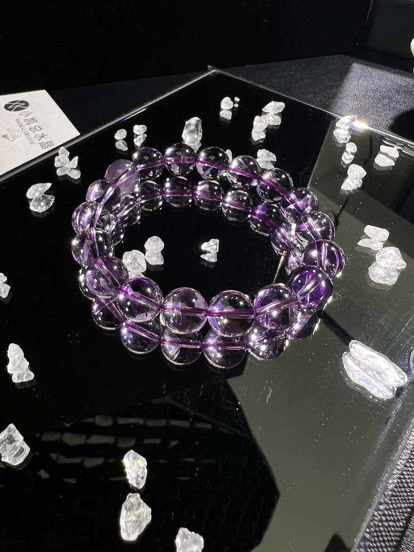 小凯总-K0116净体收藏级老矿巴西料紫罗兰水晶手串【多样性发一】
