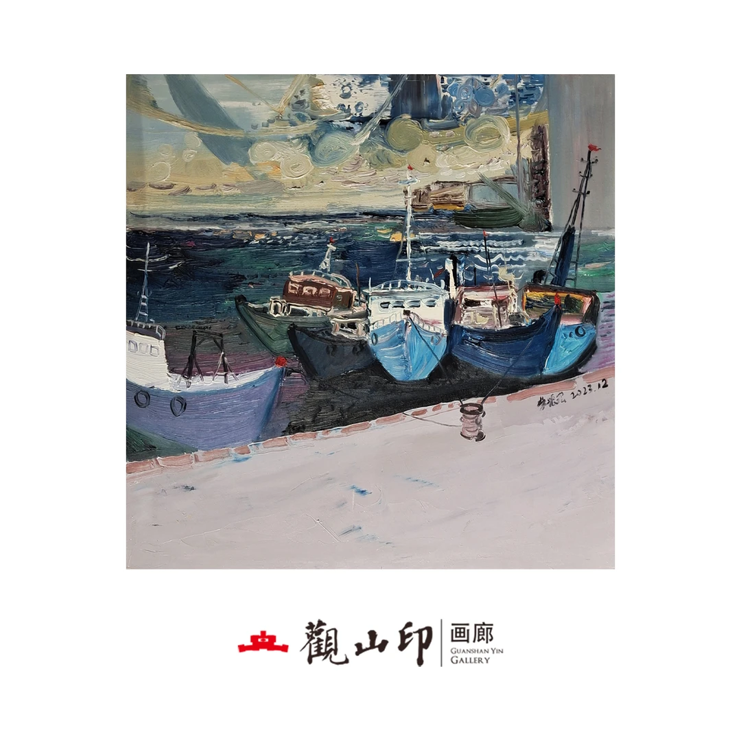 李振宏-原创手绘风景布面油画60x60cm作品2602