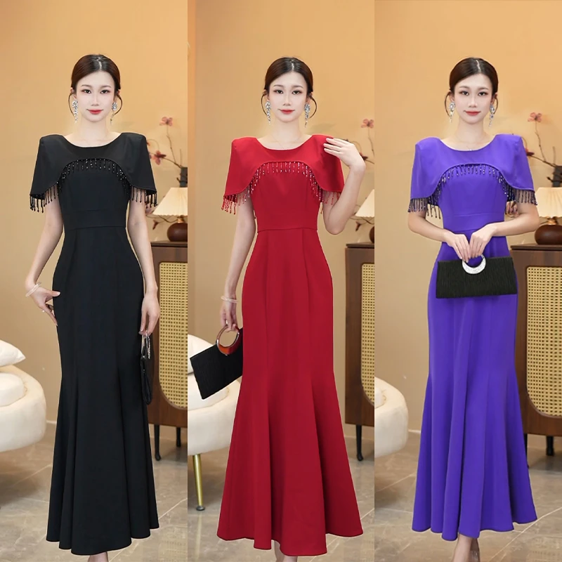 【文】设计感斗篷款连衣裙夏季新修身优雅气质轻奢名媛显瘦高贵2662