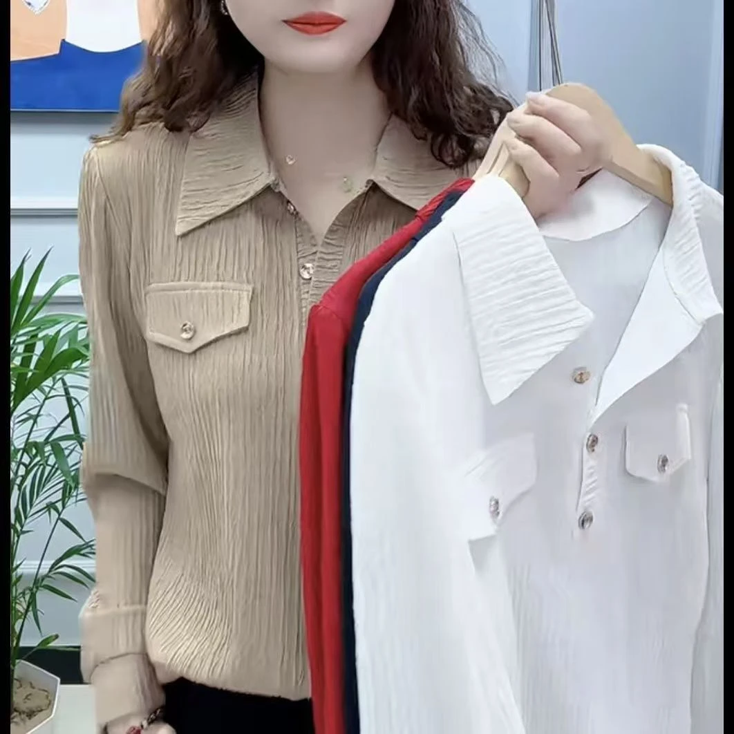气质半开扣衬衫洋气款百搭春款女衫新款小衫高档上衣时尚女装