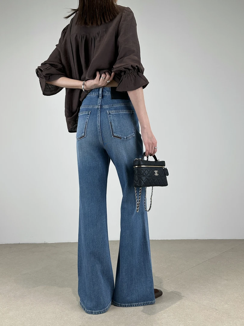 巴布黑标85690微喇牛仔裤女2025秋季新款喇叭裤Kabodo高腰拖地裤