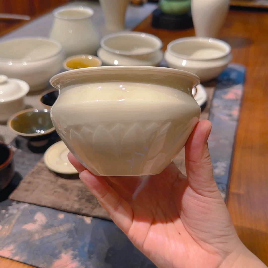 微澜定瓷 仿宋刻花建水500cc