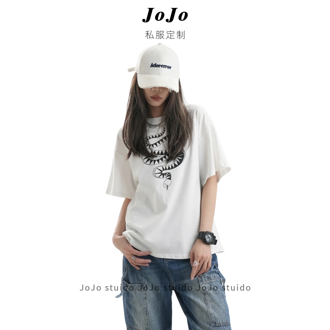 JOJO【L0813】印花显瘦简约宽松T恤上衣