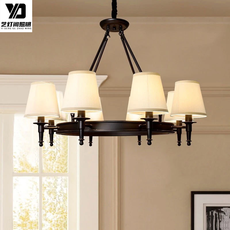 美式乡村简约欧式客厅主灯餐厅卧室复古铁艺吊灯客厅大气客厅吊灯