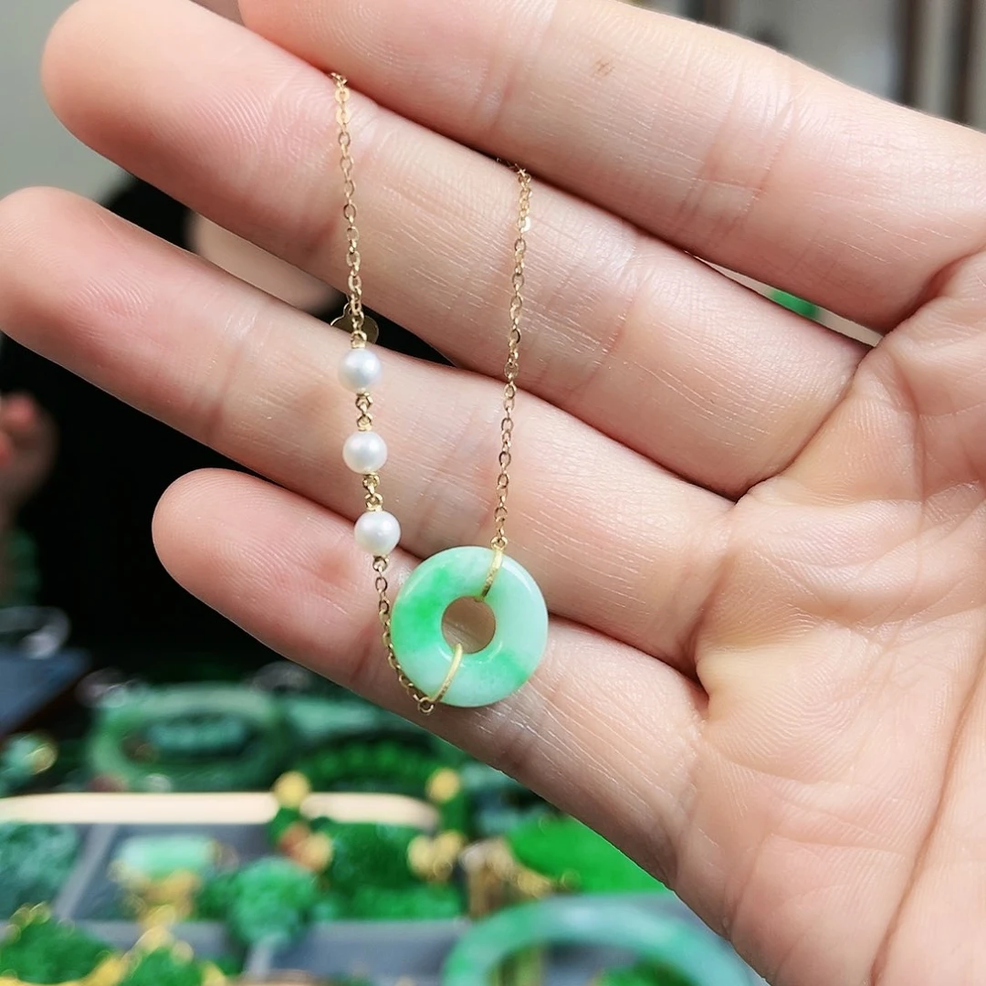 翡翠手链18K金镶嵌手链