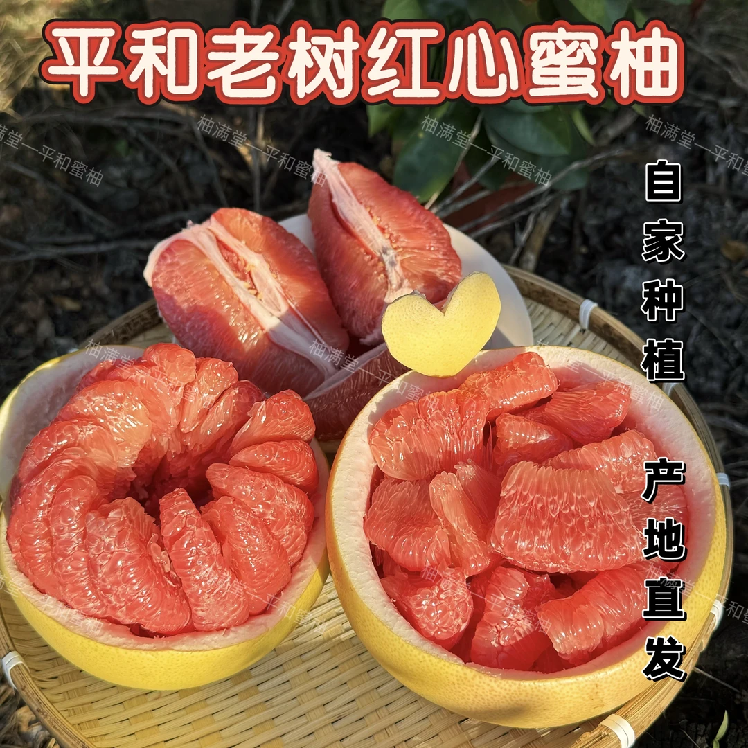 福建平和老树头茬红心蜜柚福建特产新鲜水果皮薄鲜嫩多汁