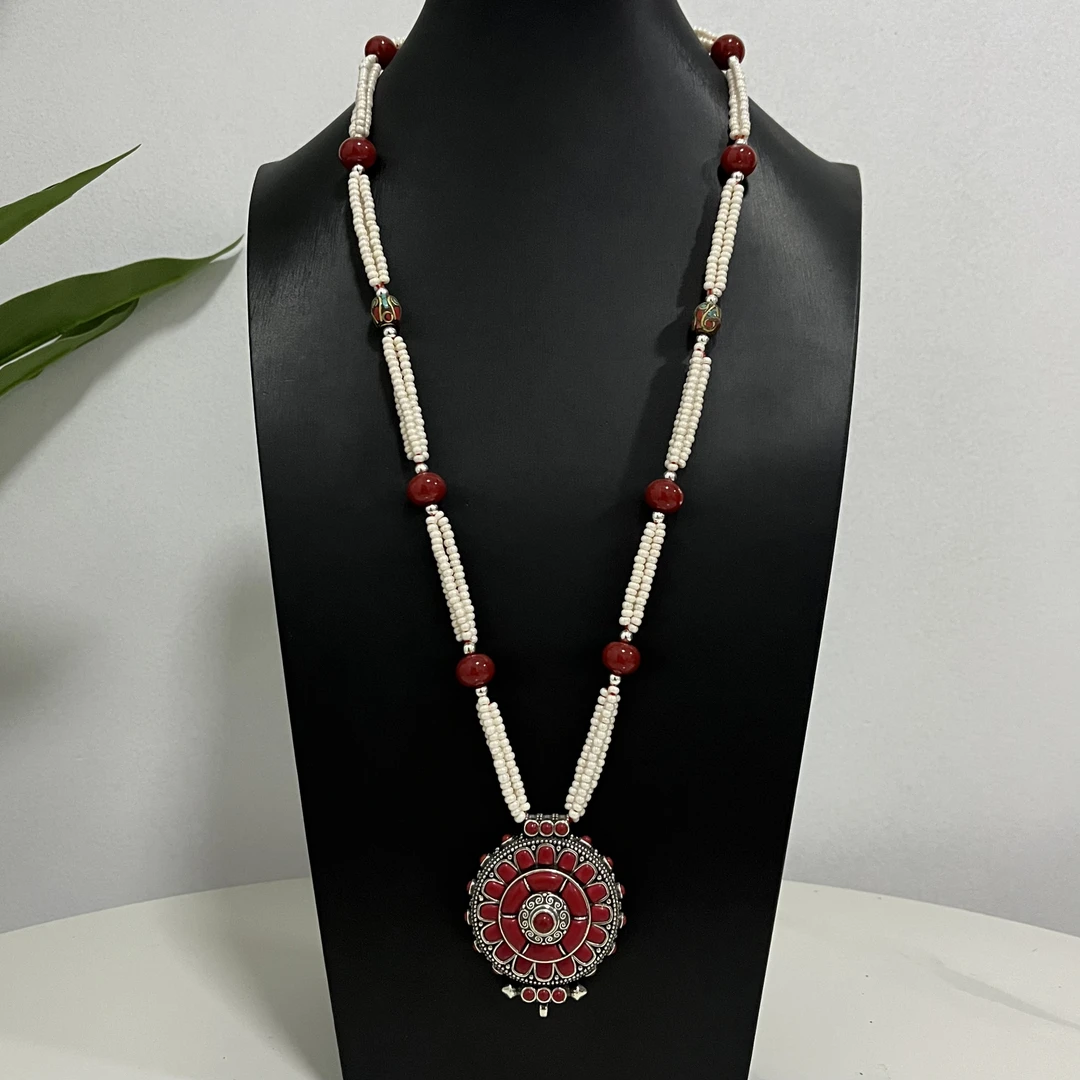 非金属布艺项链 藏族饰品项链藏式仿珊瑚珠子石头材质不掉色