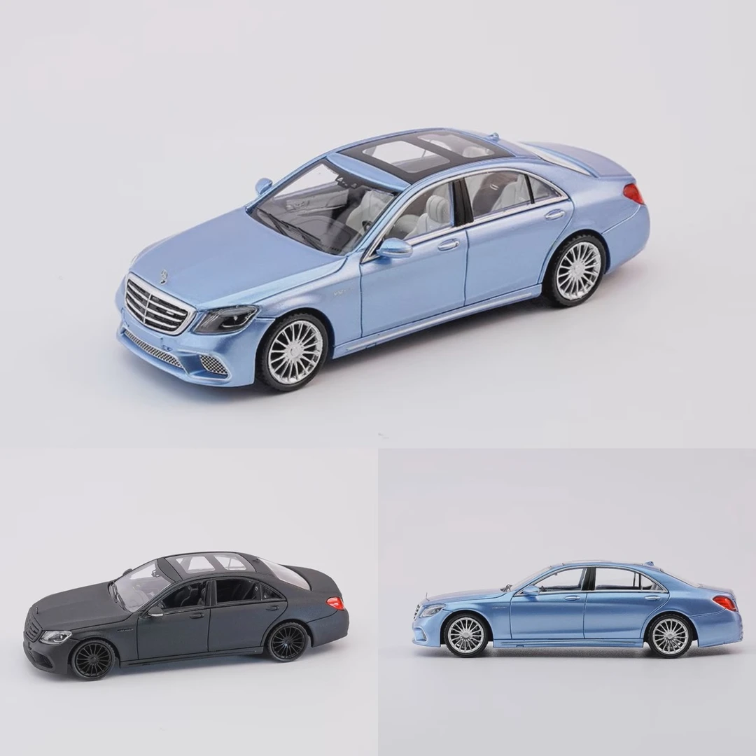 KING MODEL 1:64 奔驰 S65 AMG 冰蓝色哑黑色合金车汽车模型摆件