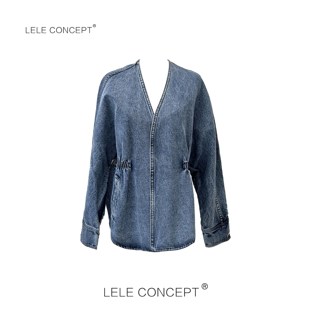 LELE CONCEPT 丨【精选推荐】时尚设计师款V领收腰牛仔外套Y0520