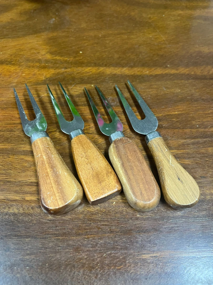 H001 【外贸原单】原木手柄奶酪叉黄油叉水果叉