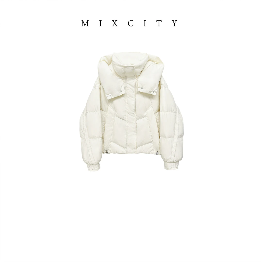 【MIXCITY亚楠家】年糕羽绒◆白鸭绒短款连帽羽绒服外套9372