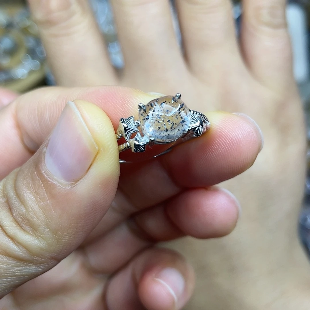 【闪购商品】银S925镶嵌珠宝半成品水晶戒指