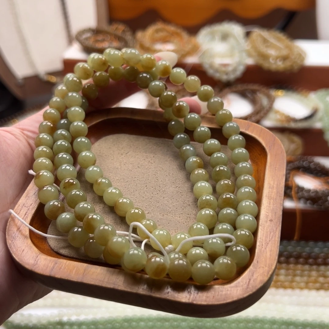 和田玉未镶嵌毛衣链珠串8mm