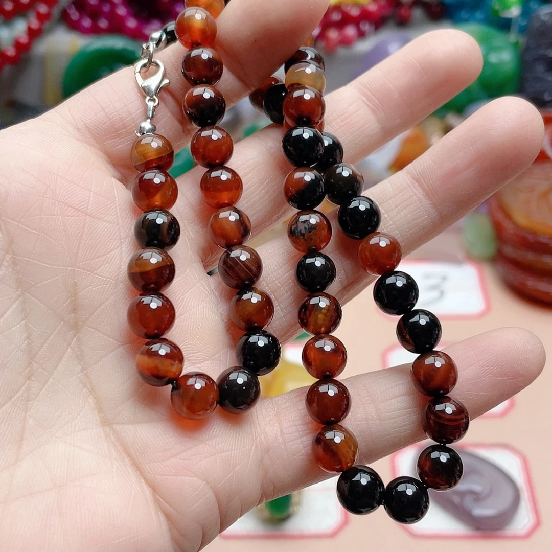 玛瑙/玉髓颈饰合金火*