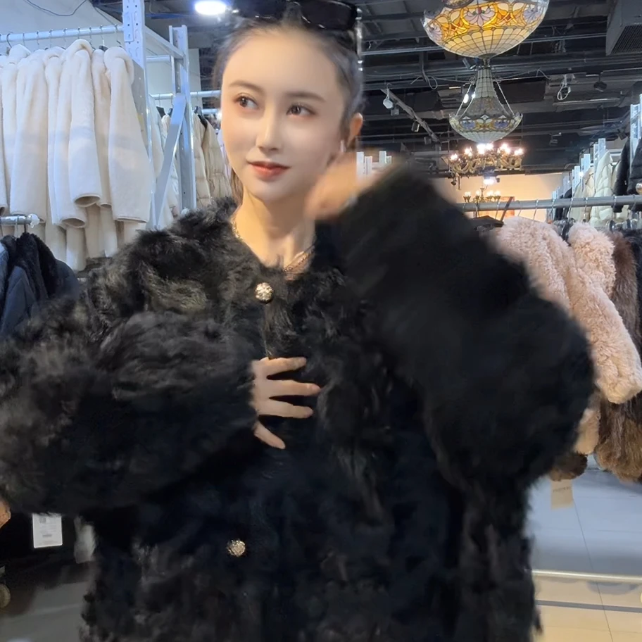 HERDRS 黑色潮流时尚皮草外套 40459