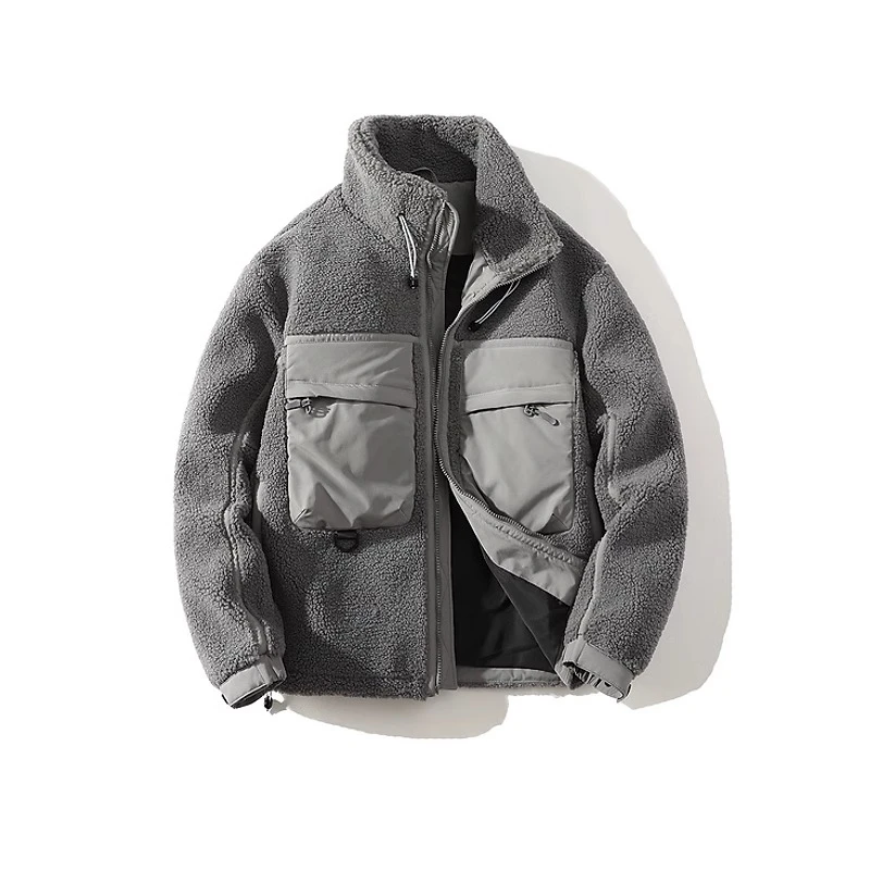 GS潮流复古拼接加厚休闲立领棉衣男士冬季街头宽松保暖百搭棉服男