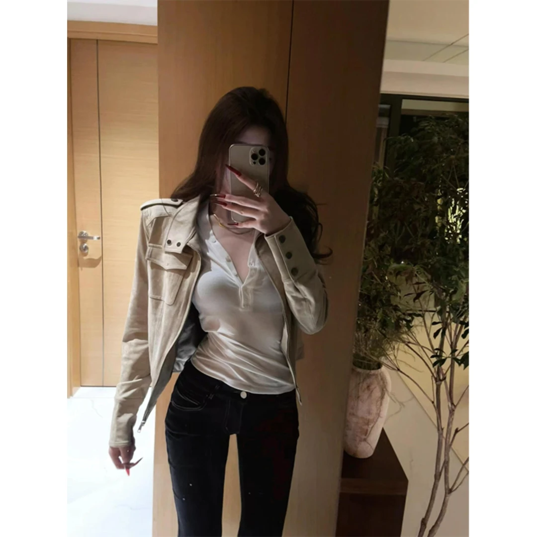 外套女2025秋冬美式复古减龄显瘦短款夹克韩版休闲百搭长袖上衣